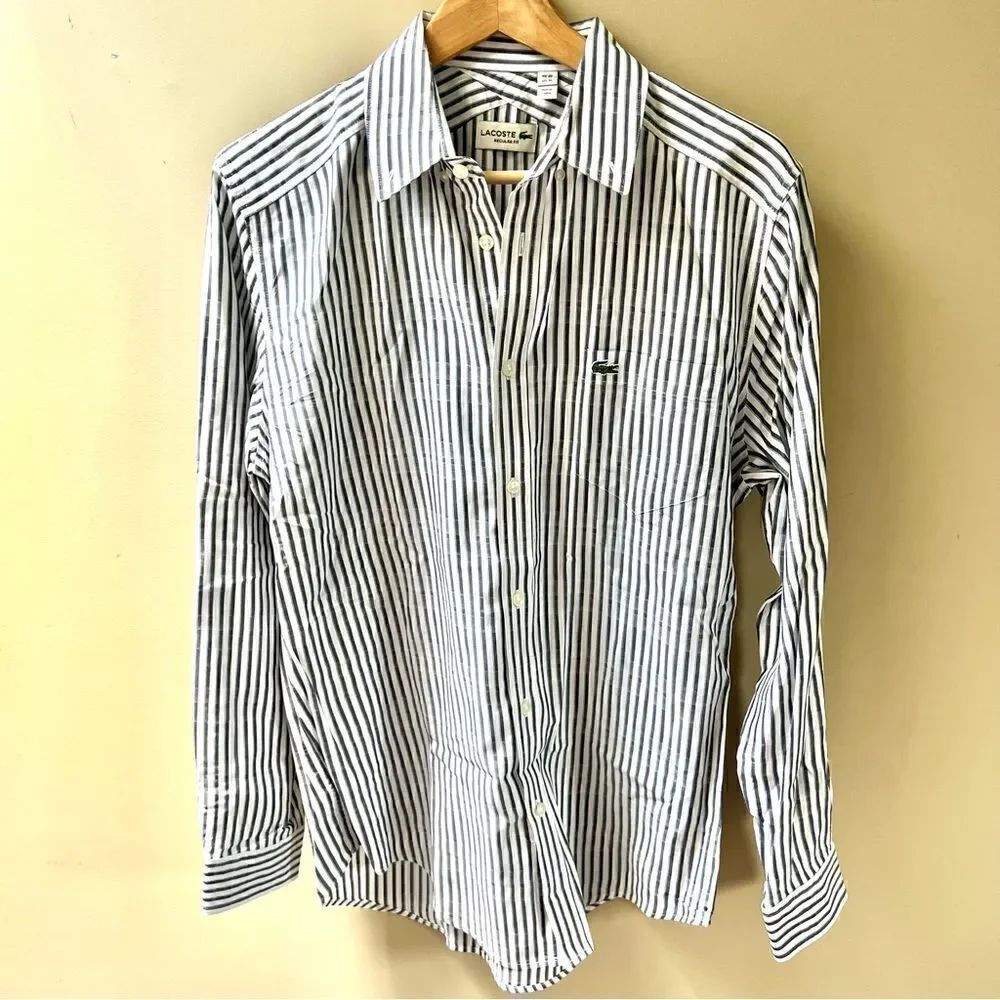 Lacoste grey striped button down reg fit. Size M